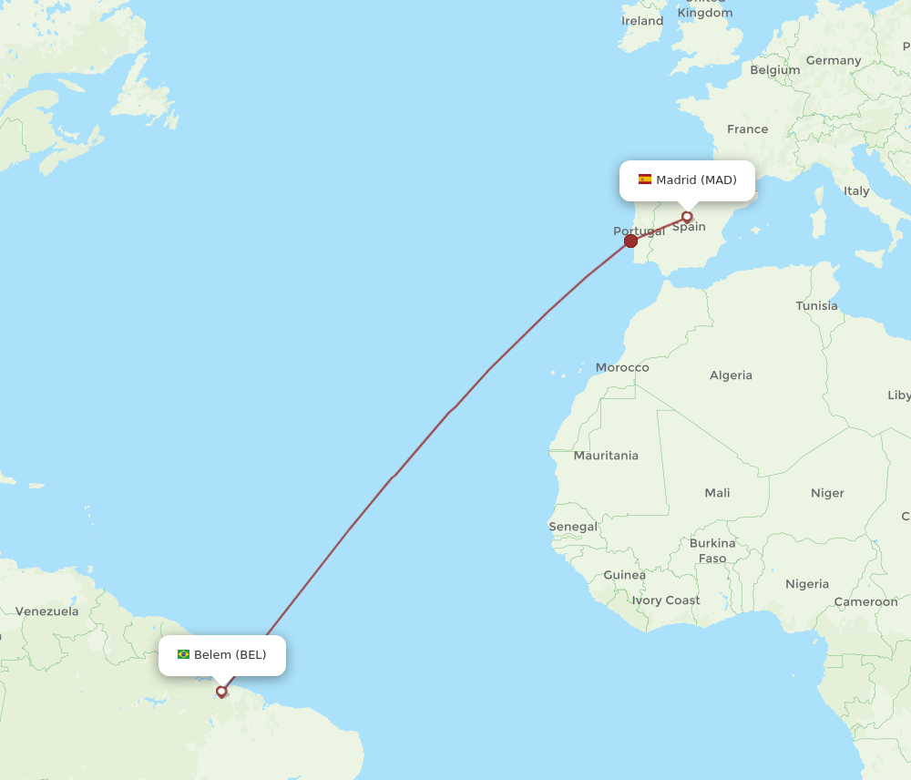 MAD-BEL flight routes