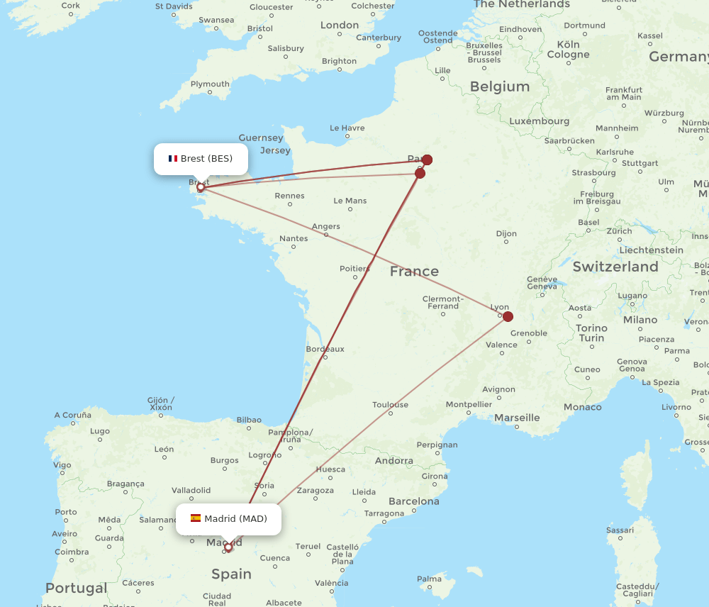 MAD-BES flight routes