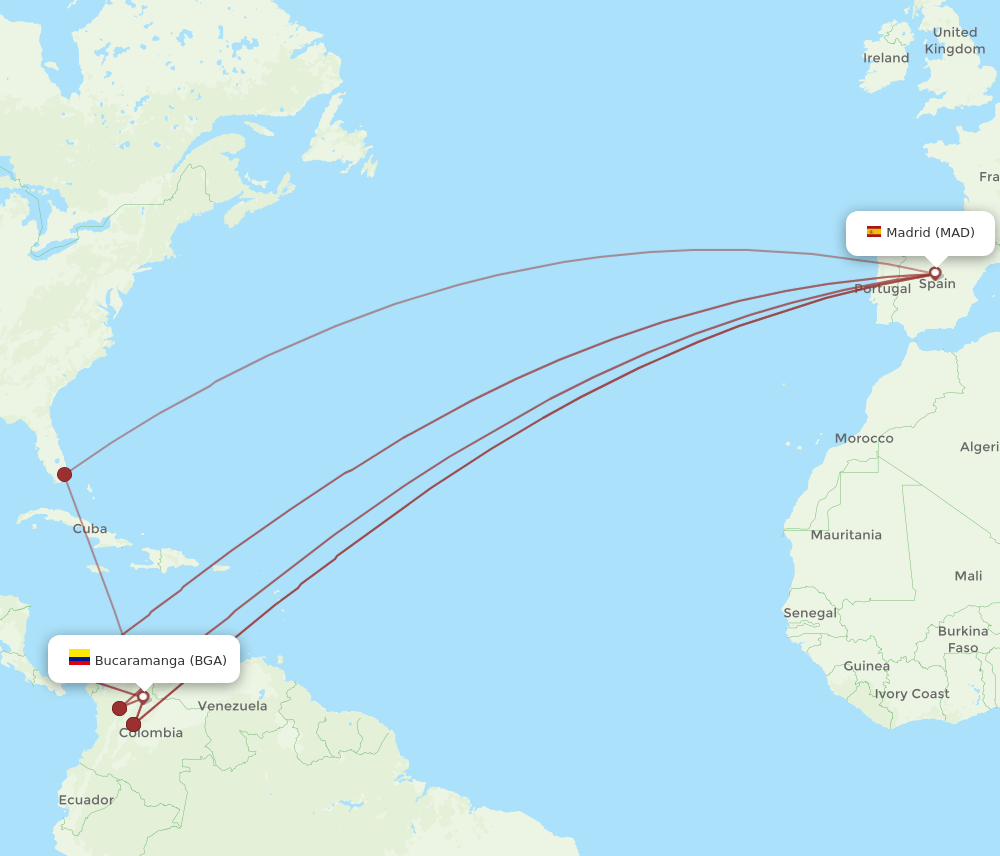 MAD to BGA flights and routes map