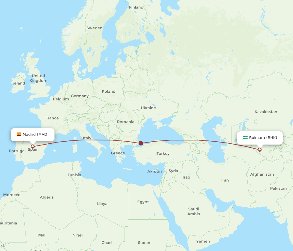 MAD-BHK flight routes