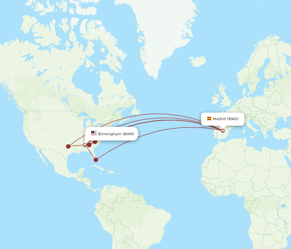 MAD-BHM flight routes