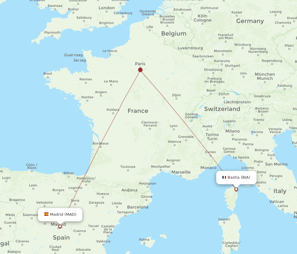 MAD-BIA flight routes