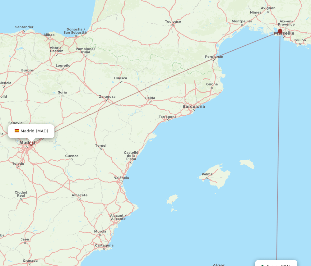 MAD-BJA flight routes