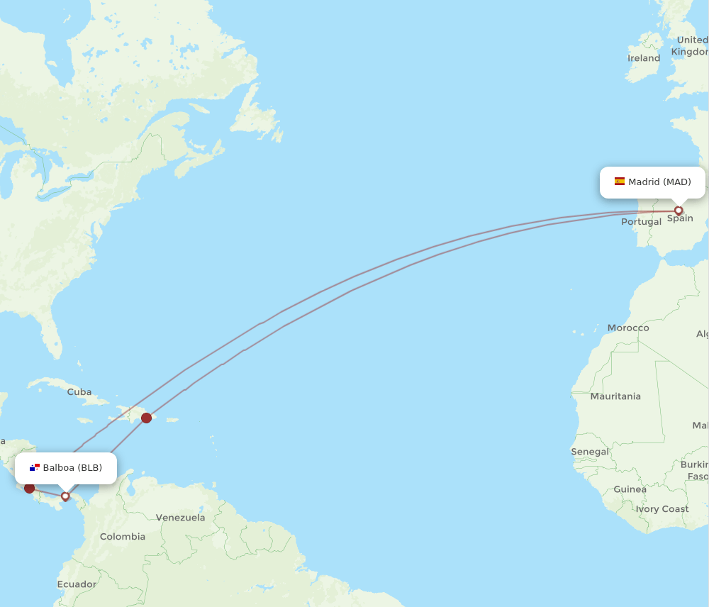 MAD-BLB flight routes