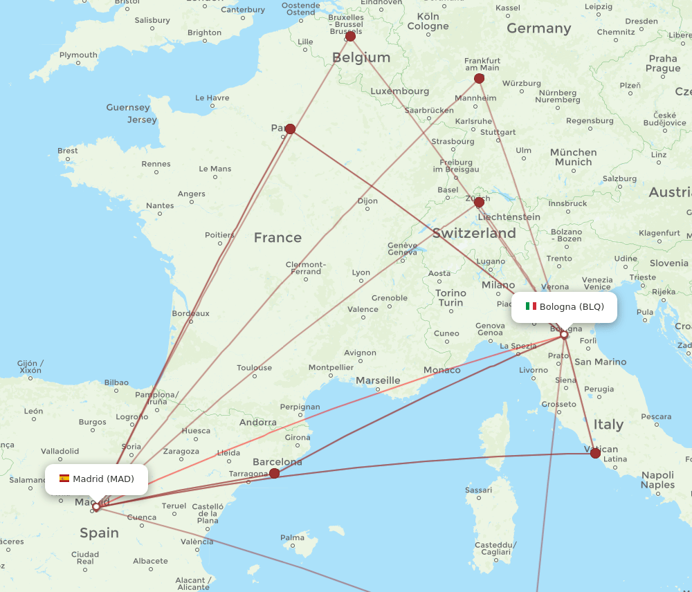 MAD-BLQ flight routes