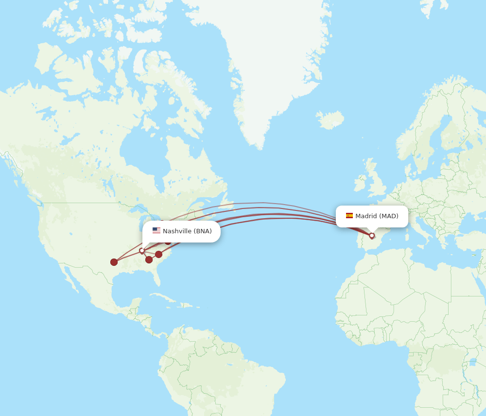 MAD-BNA flight routes