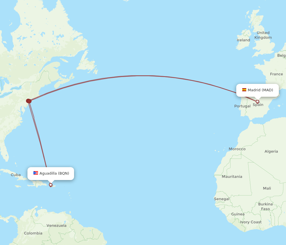 MAD-BQN flight routes