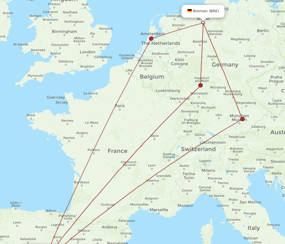 MAD-BRE flight routes