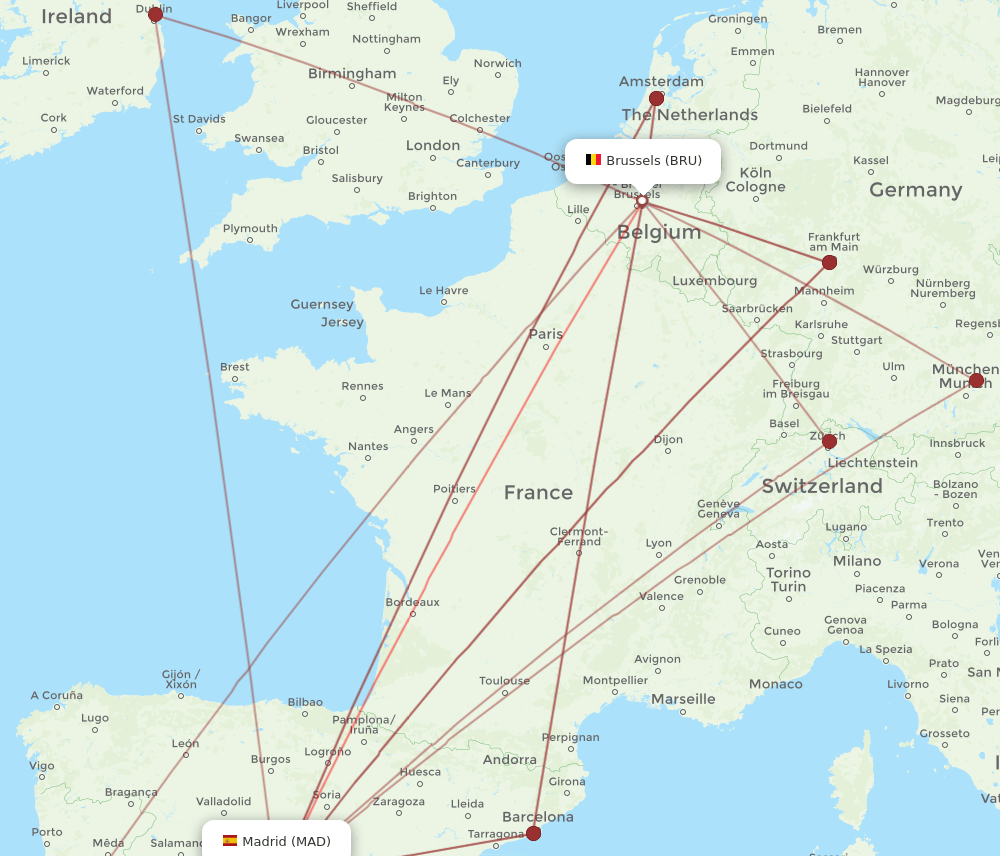 MAD-BRU flight routes