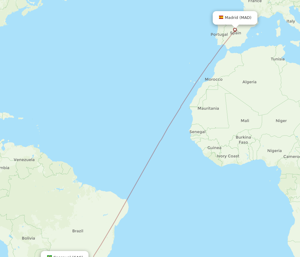 MAD-CAC flight routes