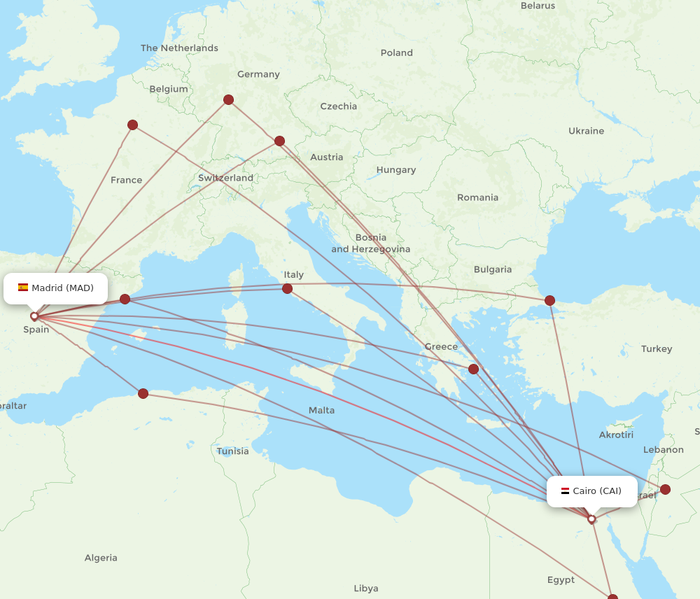 MAD to CAI flights and routes map