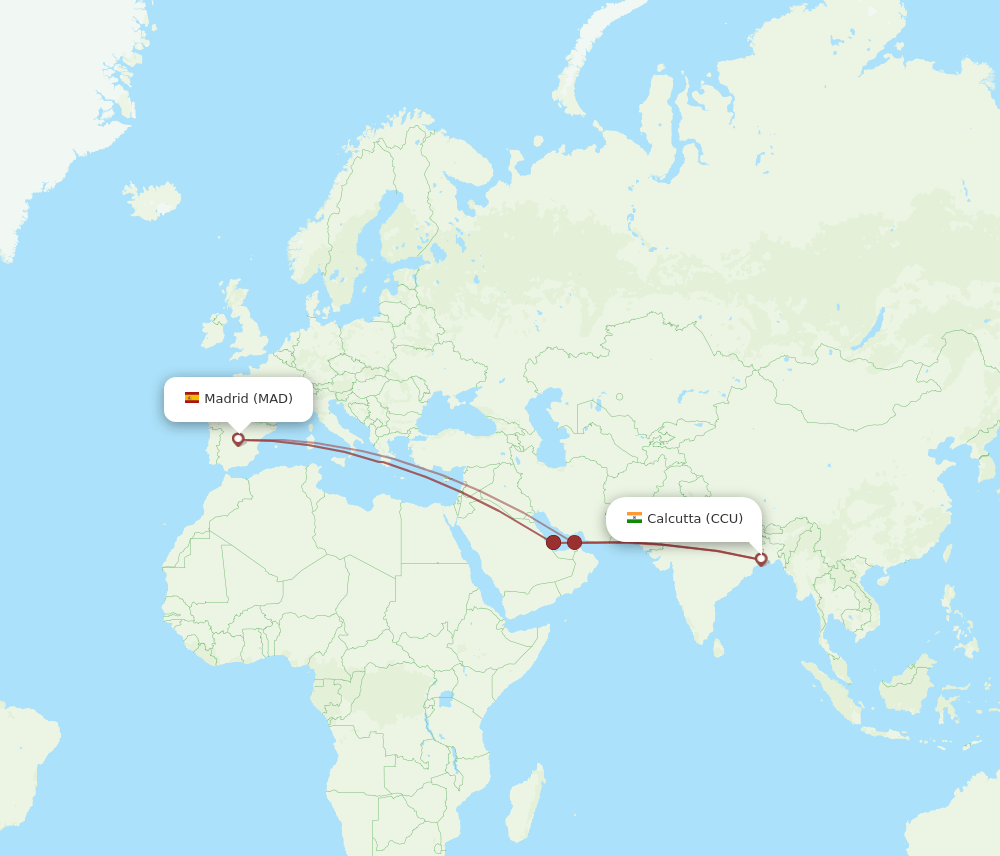 MAD-CCU flight routes