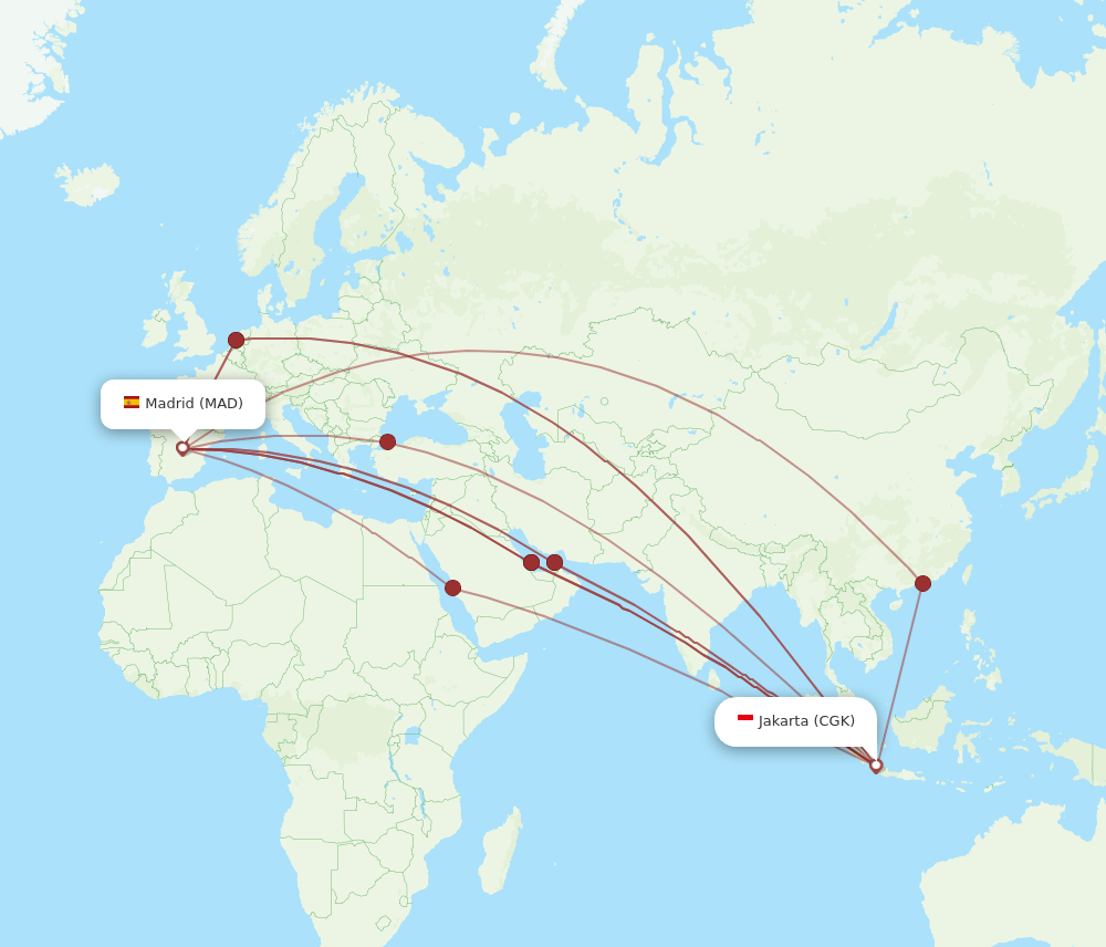 MAD to CGK flights and routes map