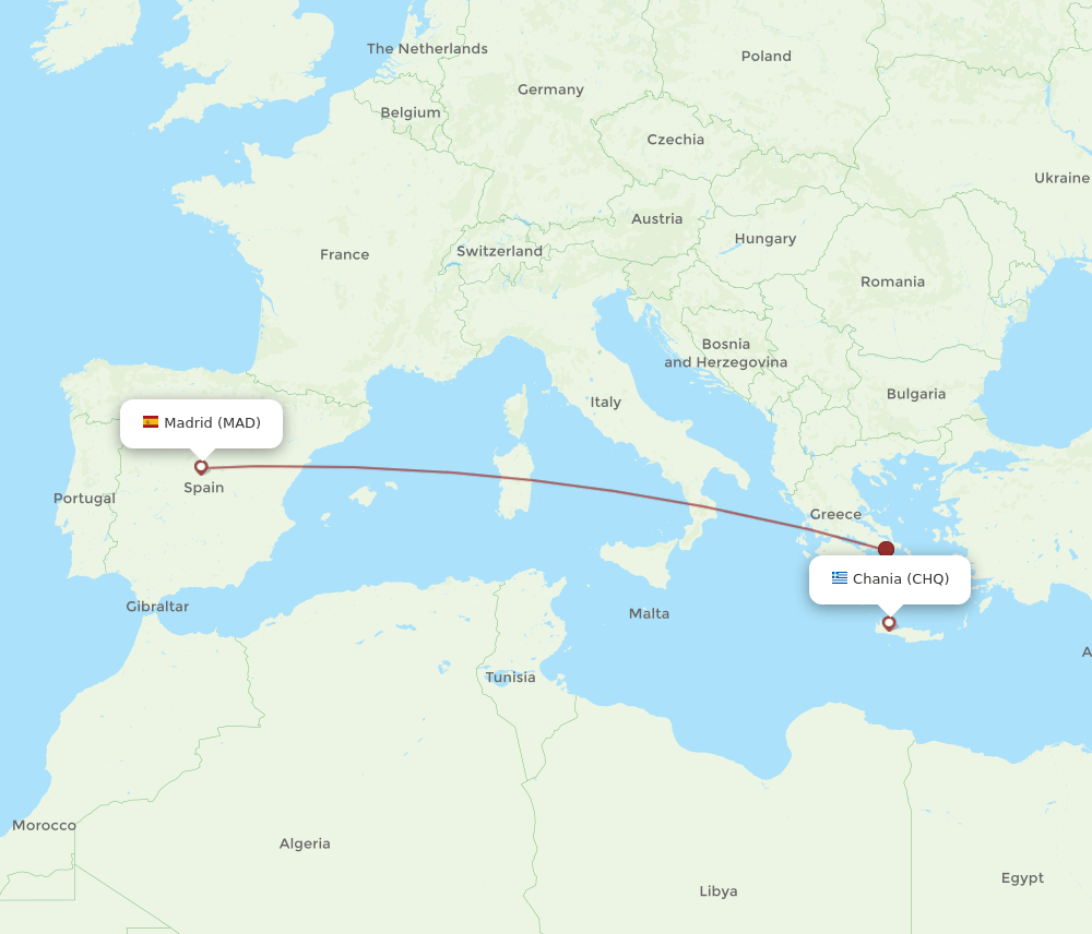 MAD-CHQ flight routes