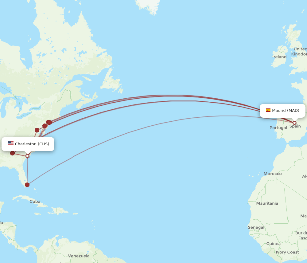 MAD-CHS flight routes