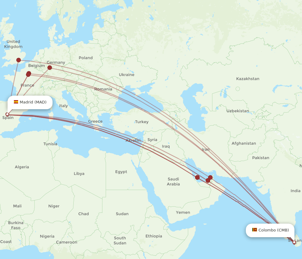 MAD-CMB flight routes