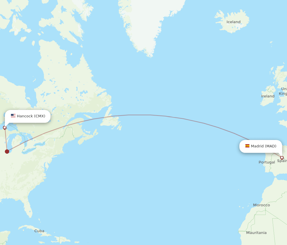 MAD to CMX flights and routes map