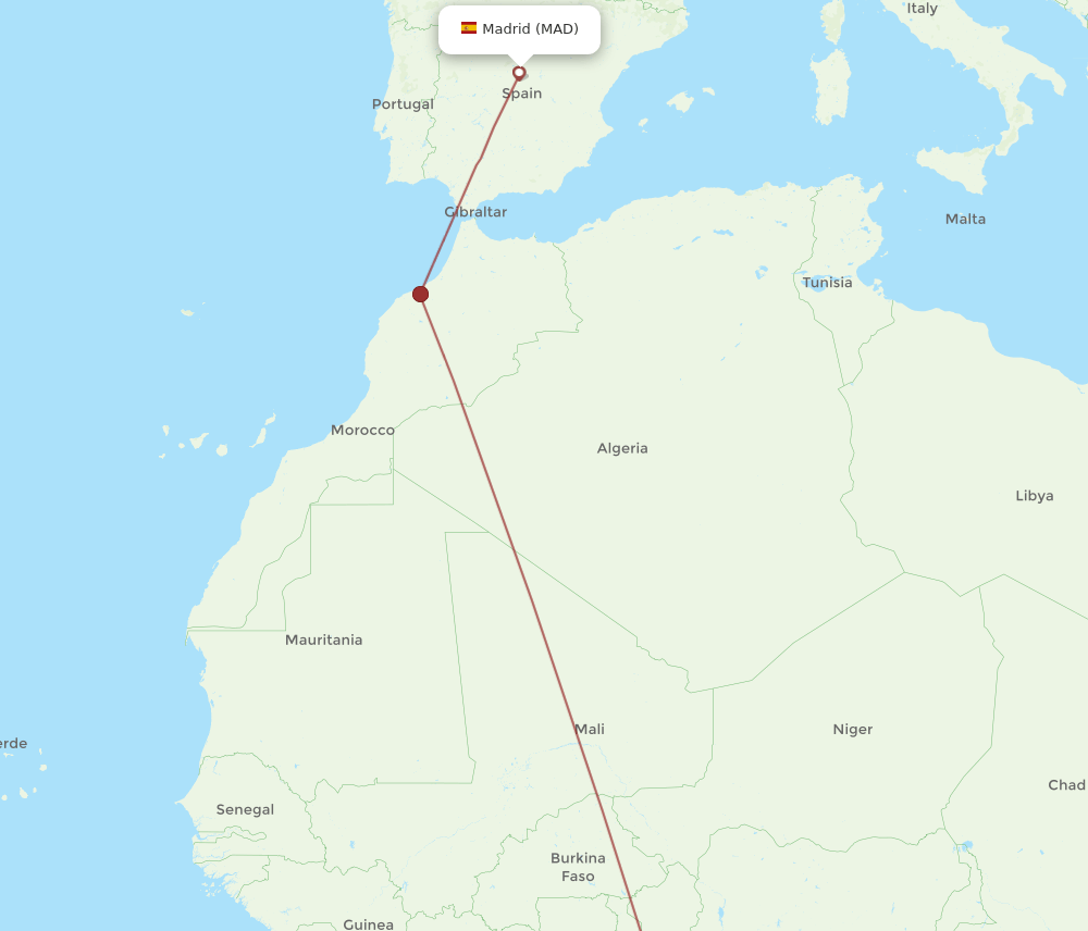 MAD-COO flight routes