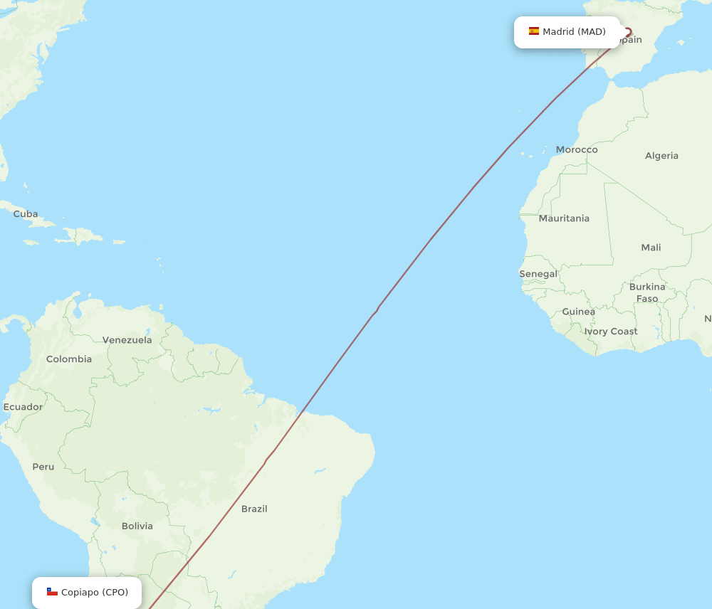 MAD-CPO flight routes