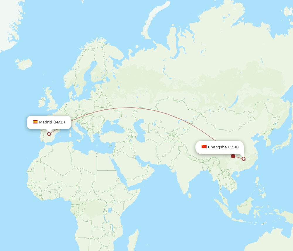 MAD to CSX flights and routes map