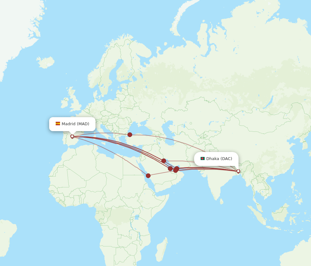 MAD-DAC flight routes