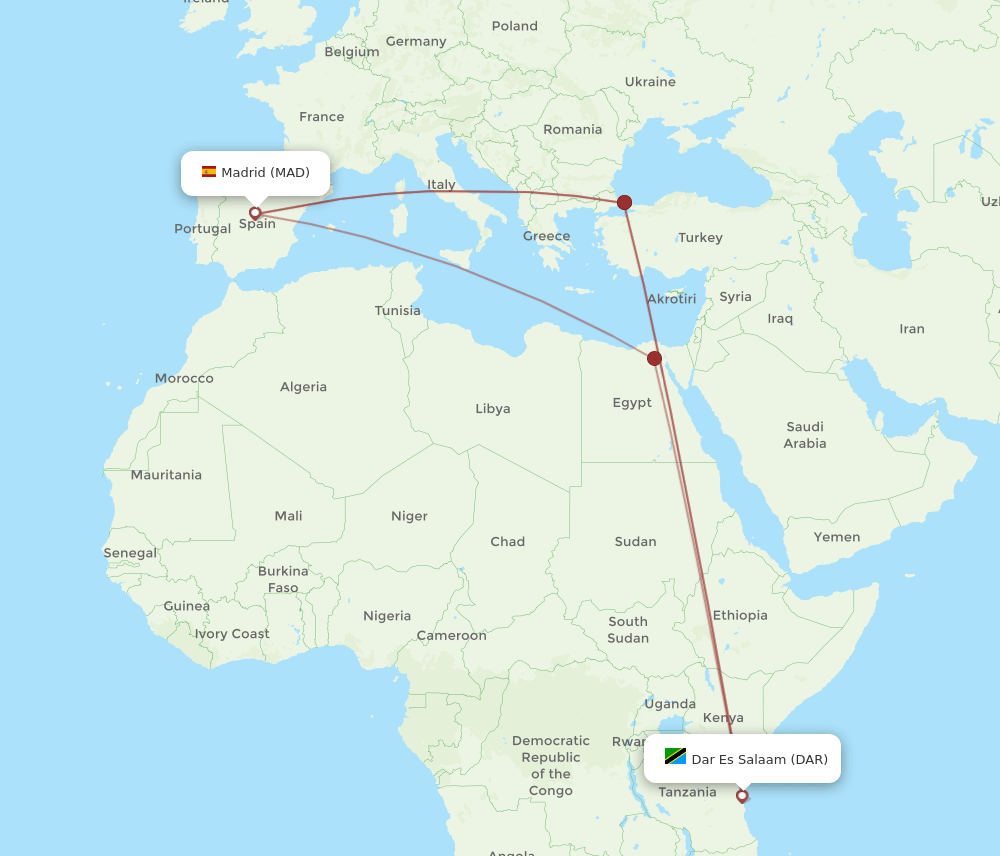 MAD-DAR flight routes