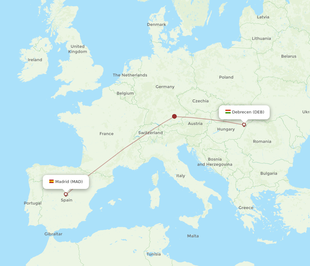 MAD-DEB flight routes