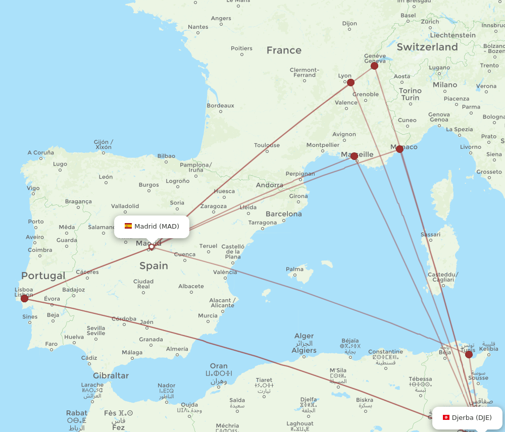 MAD-DJE flight routes