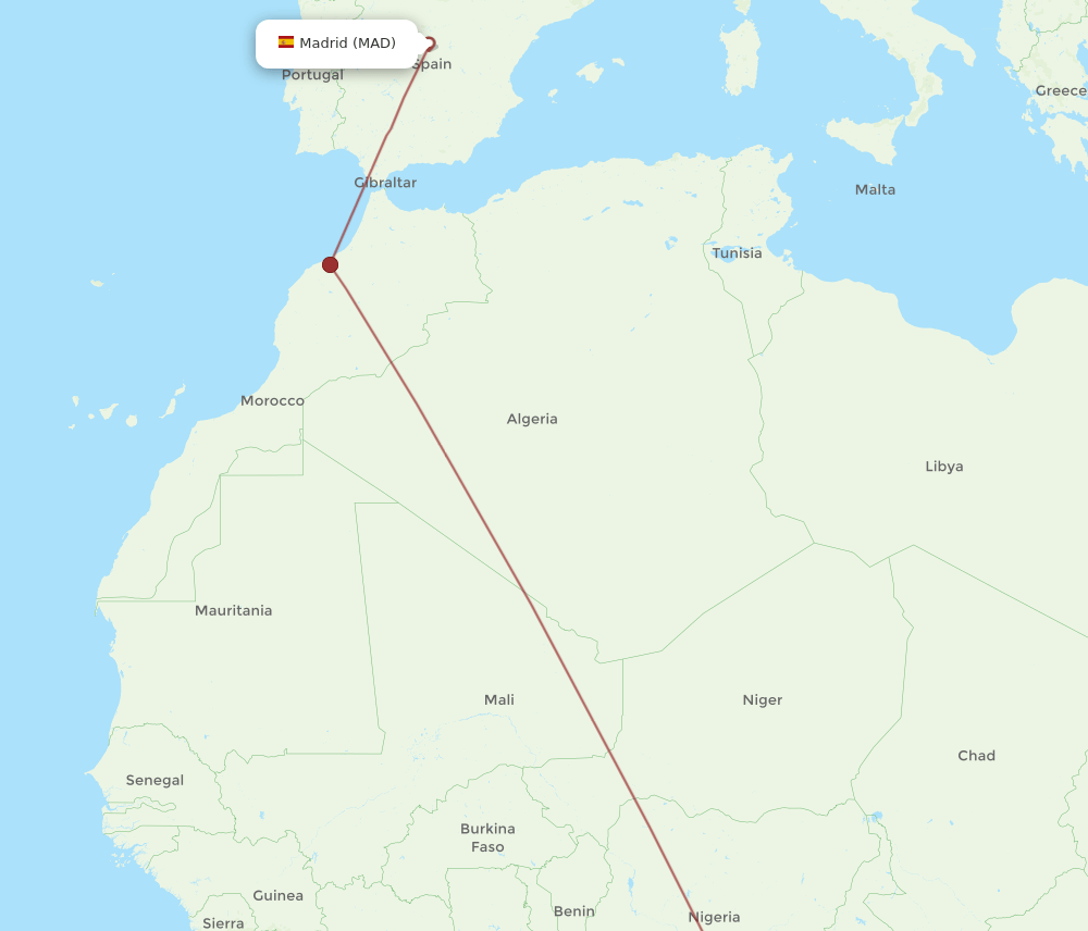 MAD-DLA flight routes