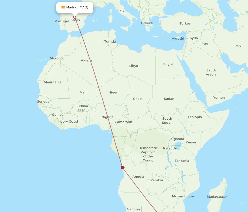 MAD-DUR flight routes