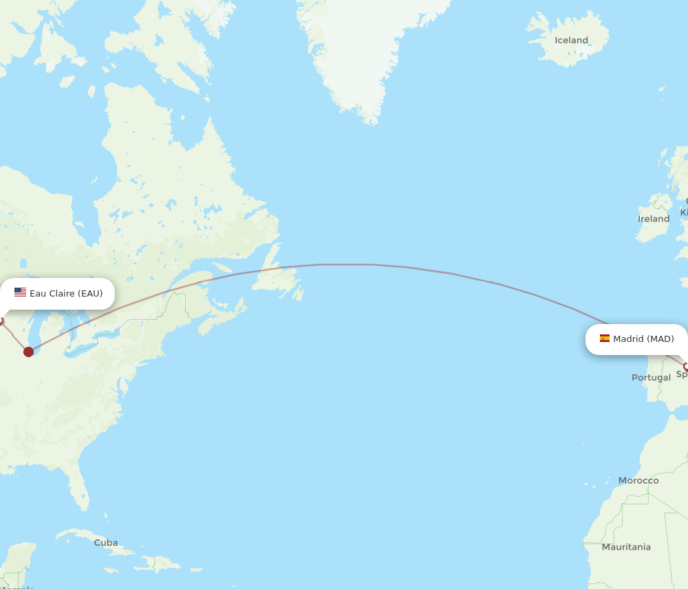 MAD to EAU flights and routes map