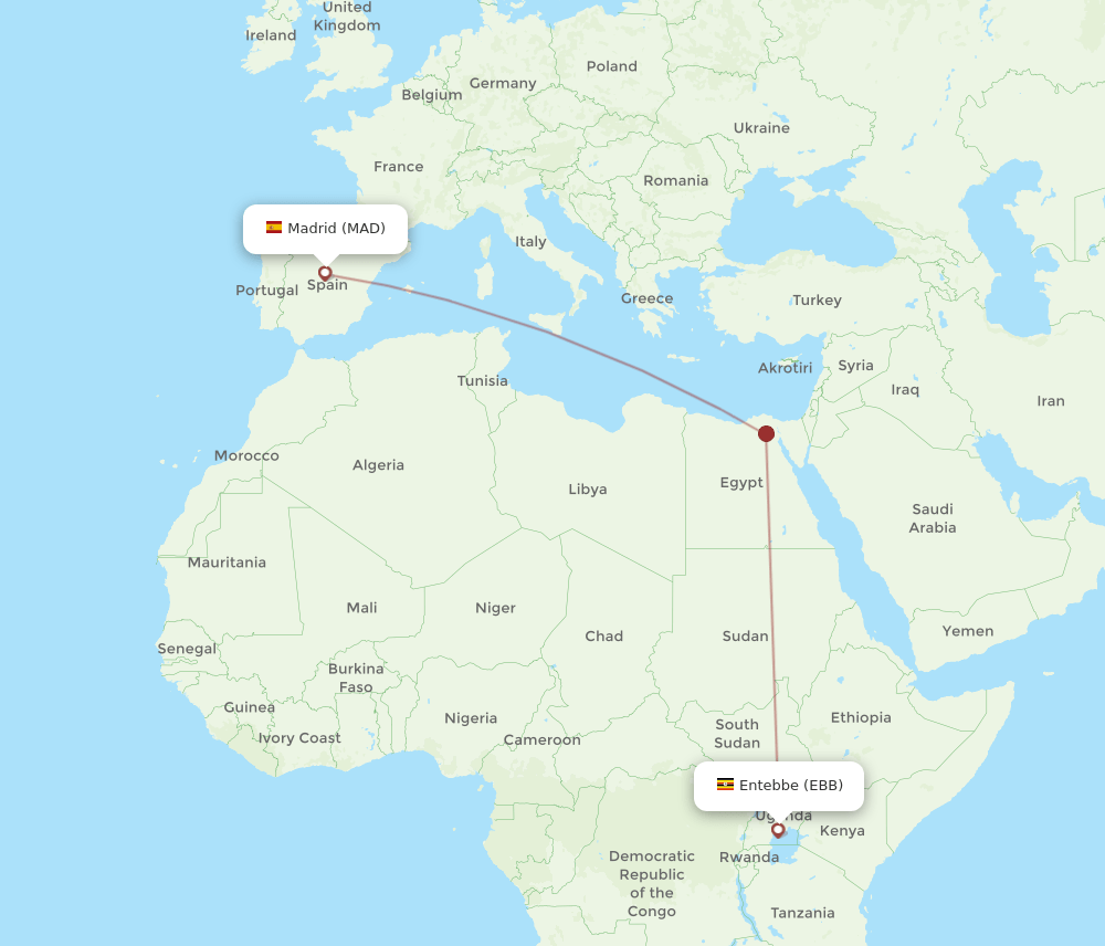 MAD to EBB flights and routes map