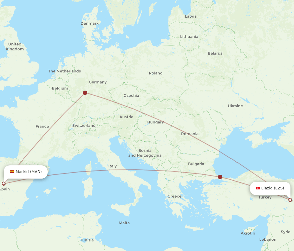 MAD-EZS flight routes