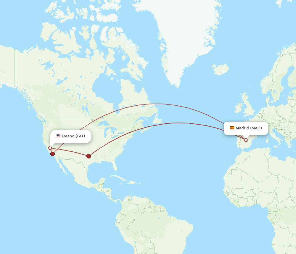 MAD to FAT flights and routes map