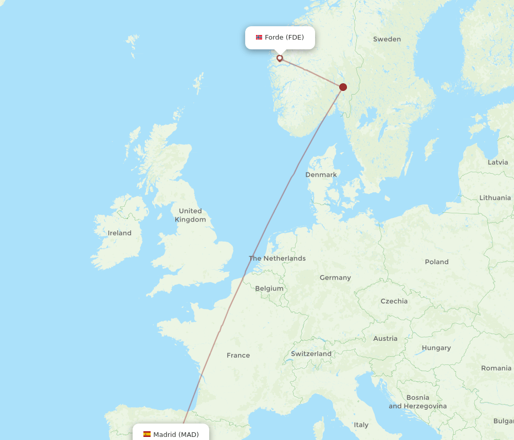 MAD to FDE flights and routes map