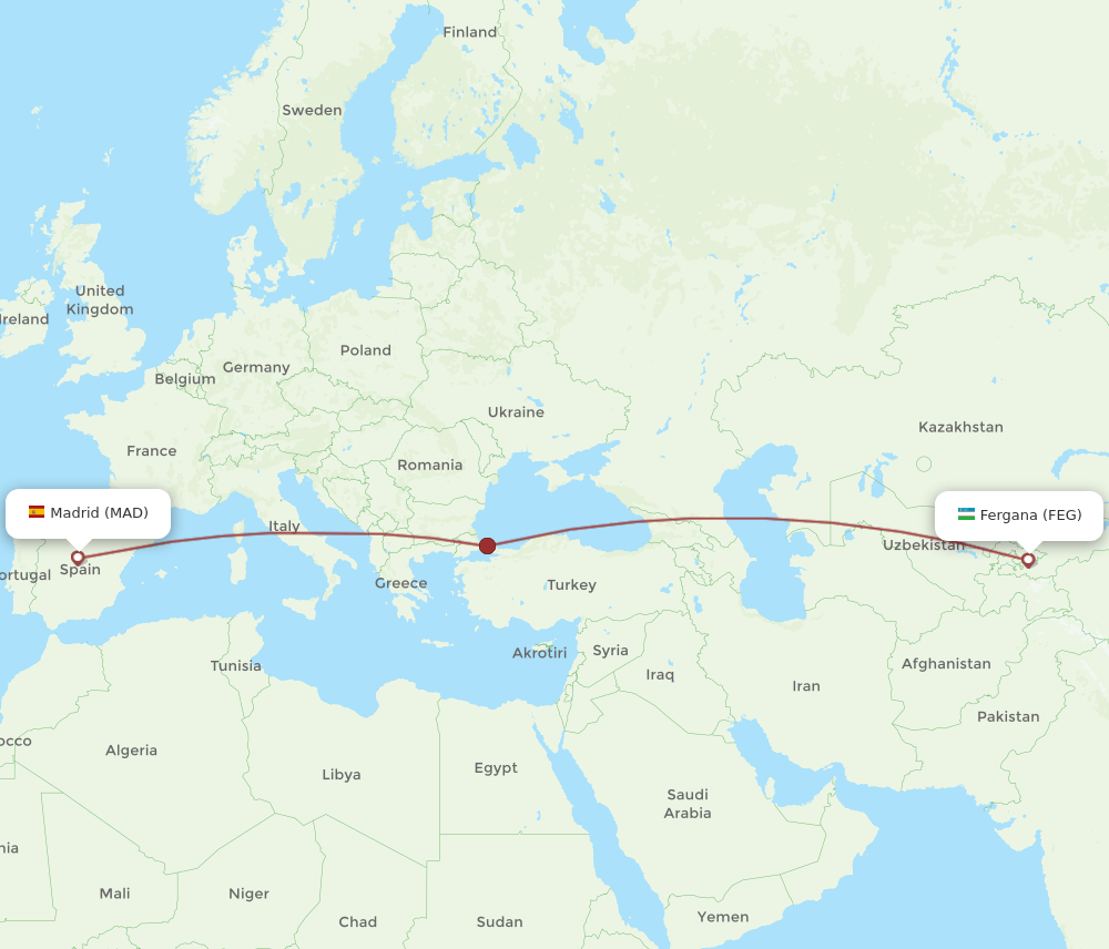 MAD-FEG flight routes