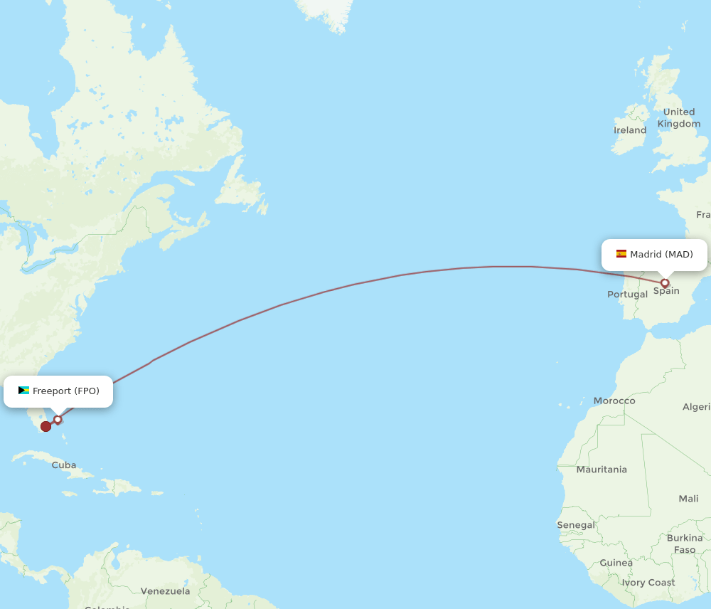 MAD-FPO flight routes