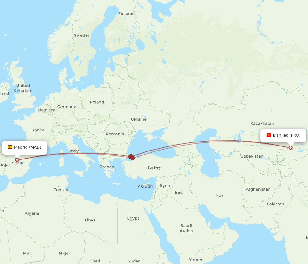 MAD-FRU flight routes
