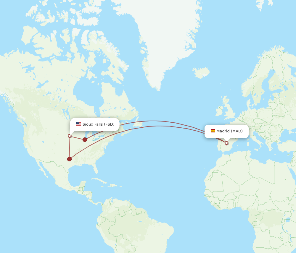 MAD-FSD flight routes