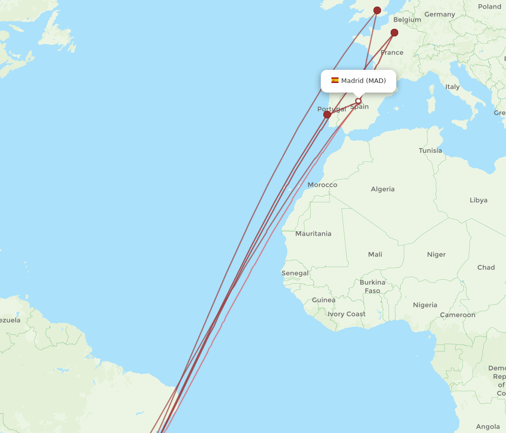 MAD-GIG flight routes