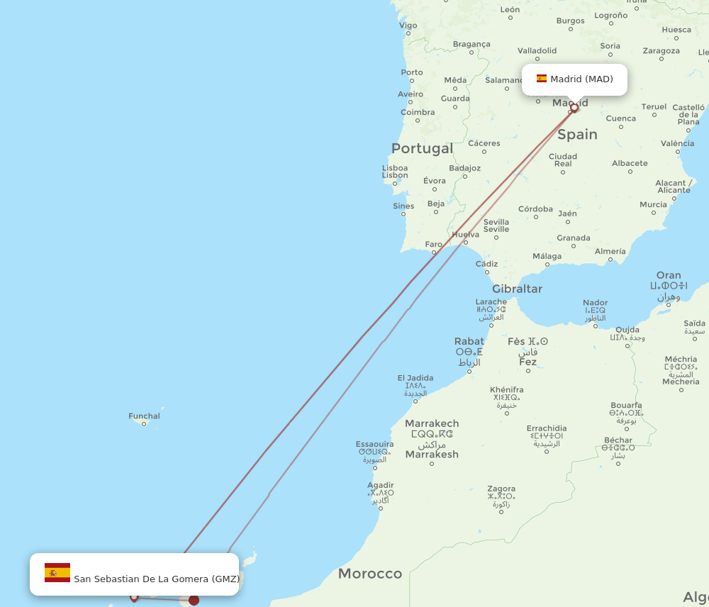 MAD to GMZ flights and routes map