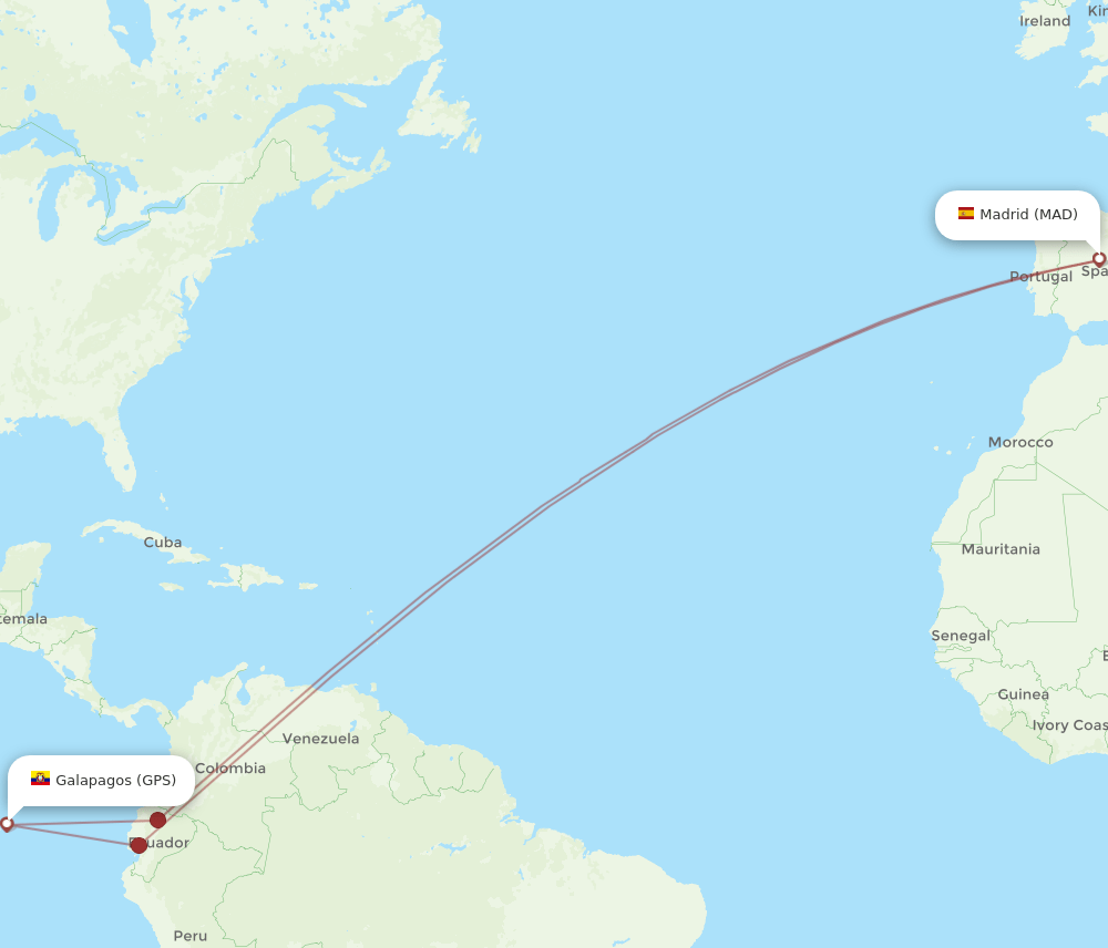MAD to GPS flights and routes map