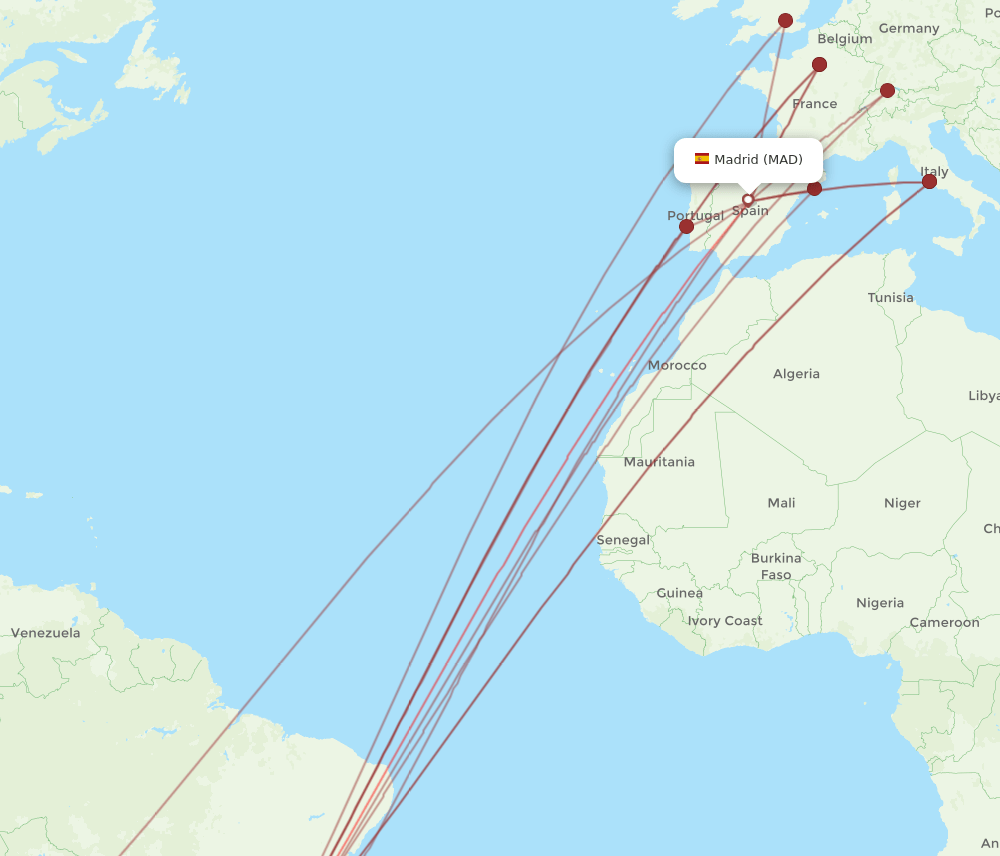 MAD-GRU flight routes
