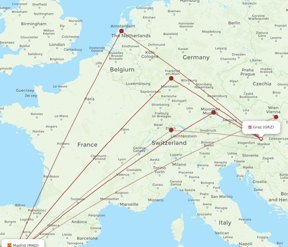 MAD-GRZ flight routes