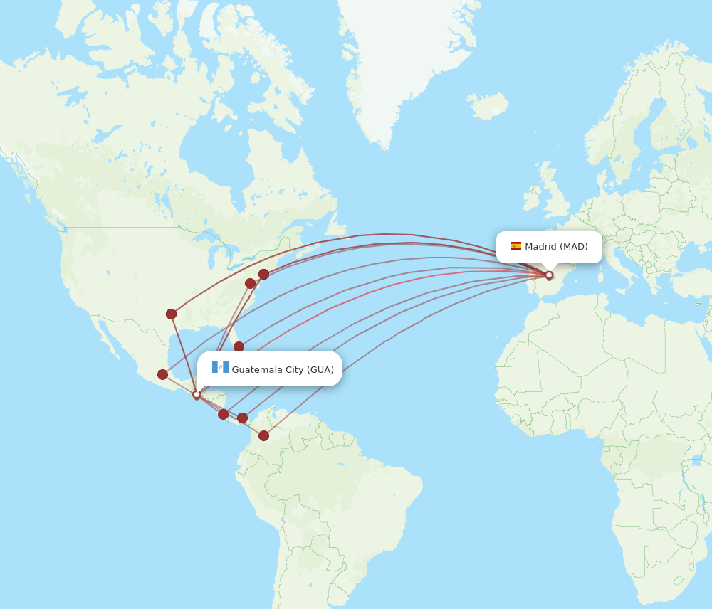 MAD-GUA flight routes