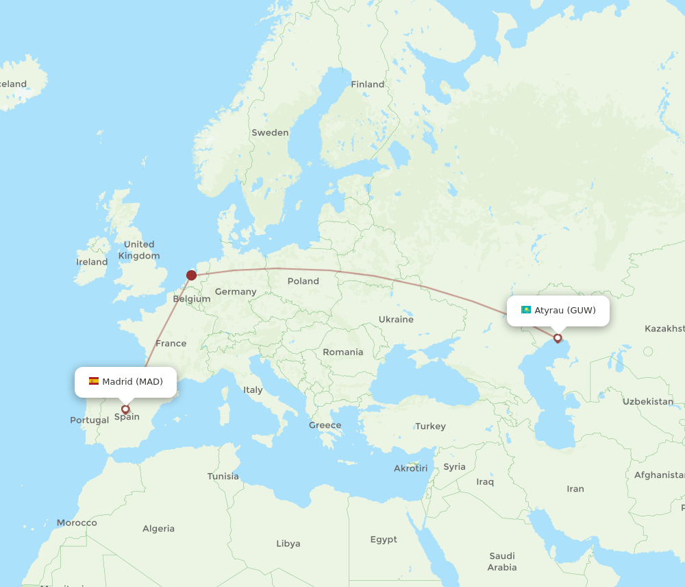 MAD-GUW flight routes