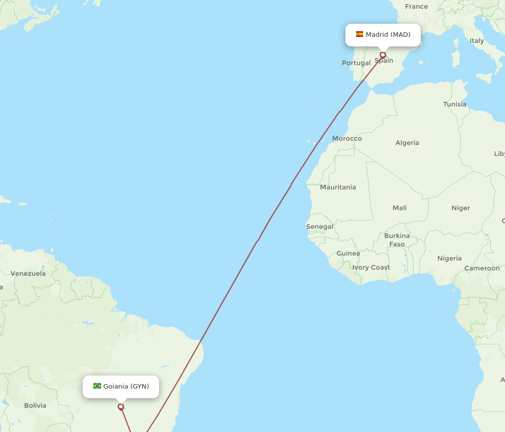 MAD to GYN flights and routes map