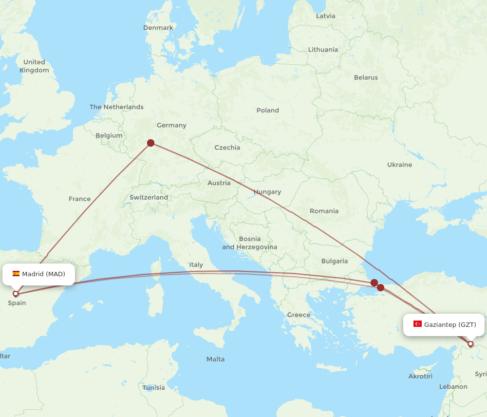 MAD-GZT flight routes