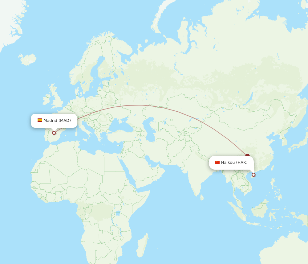 MAD-HAK flight routes