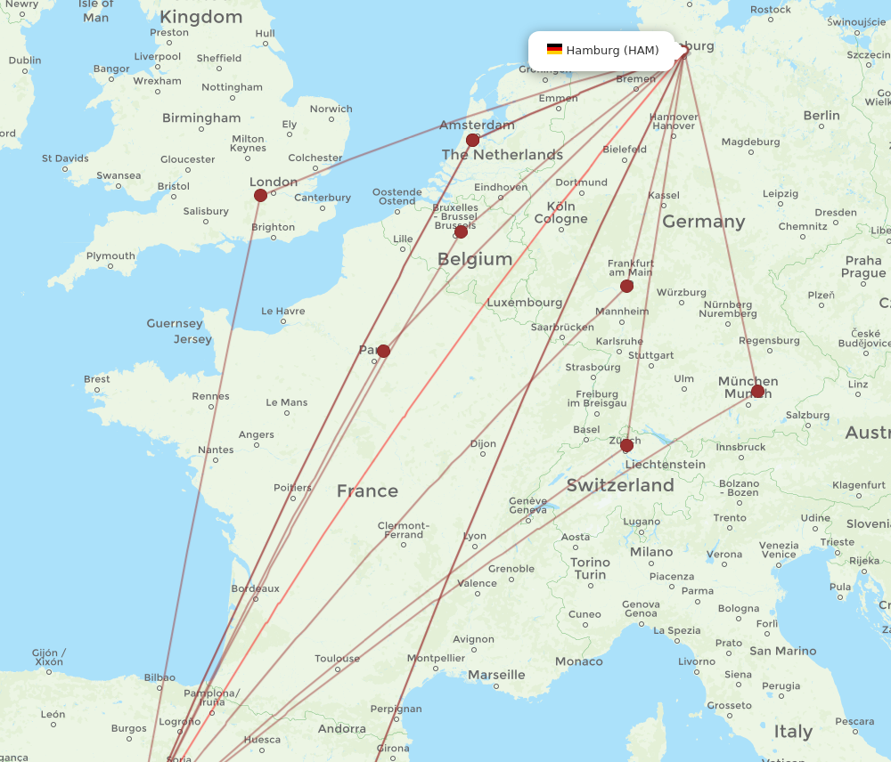 MAD to HAM flights and routes map